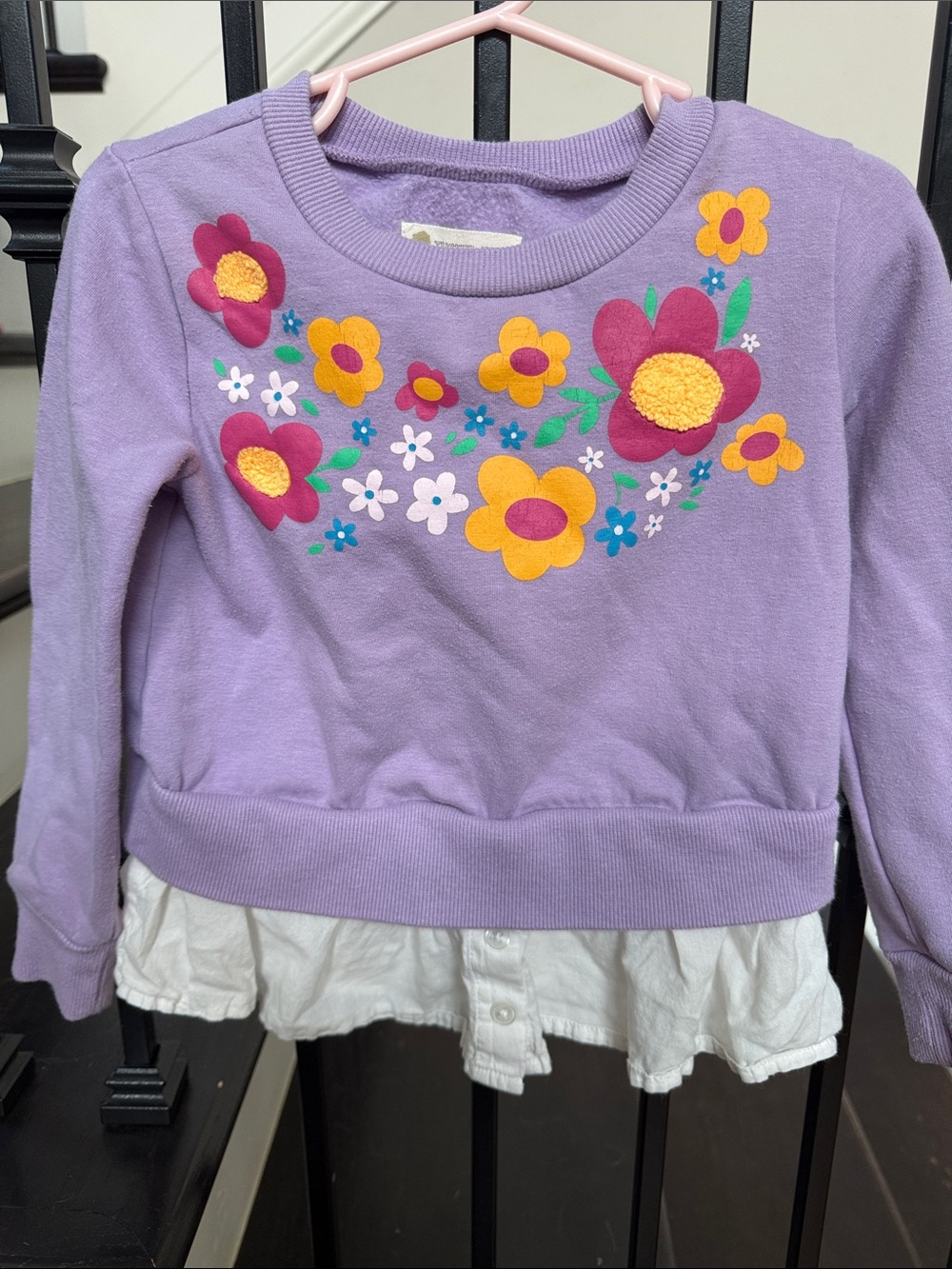 Tucker + Tate Lavender Pullover with Yellow & Magenta Flower Appliqués